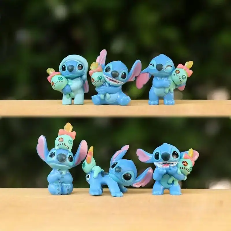 6 teile/satz Lilo & Stitch Cartoon Nette Figur Modell Sammlung Anime Desktop Ornament Geburtstag Kuchen Dekoration Kinder Spielzeug Geschenke