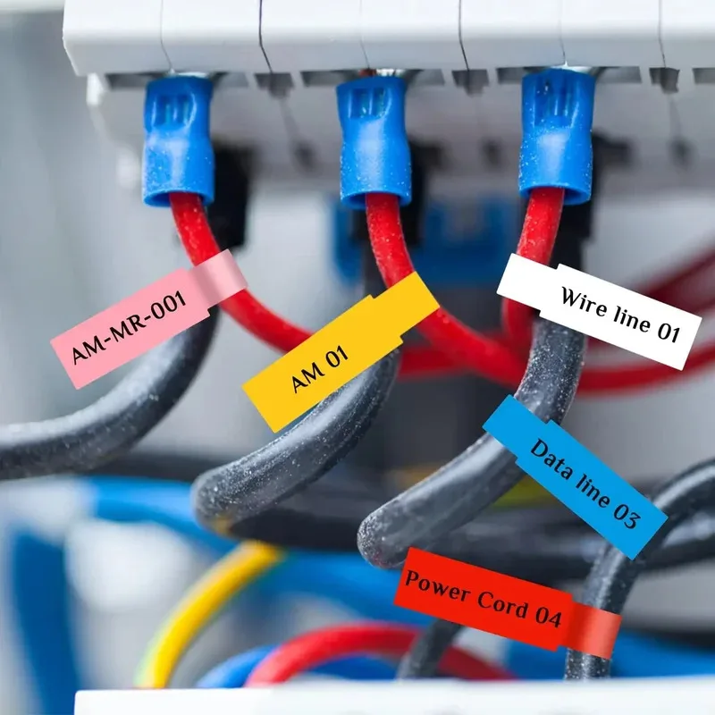 240/480 Uds. Etiquetas autoadhesivas para cables, bridas coloridas impermeables para marcar cables, pegatinas para impresora láser, organizadores de etiquetas de cables de fibra