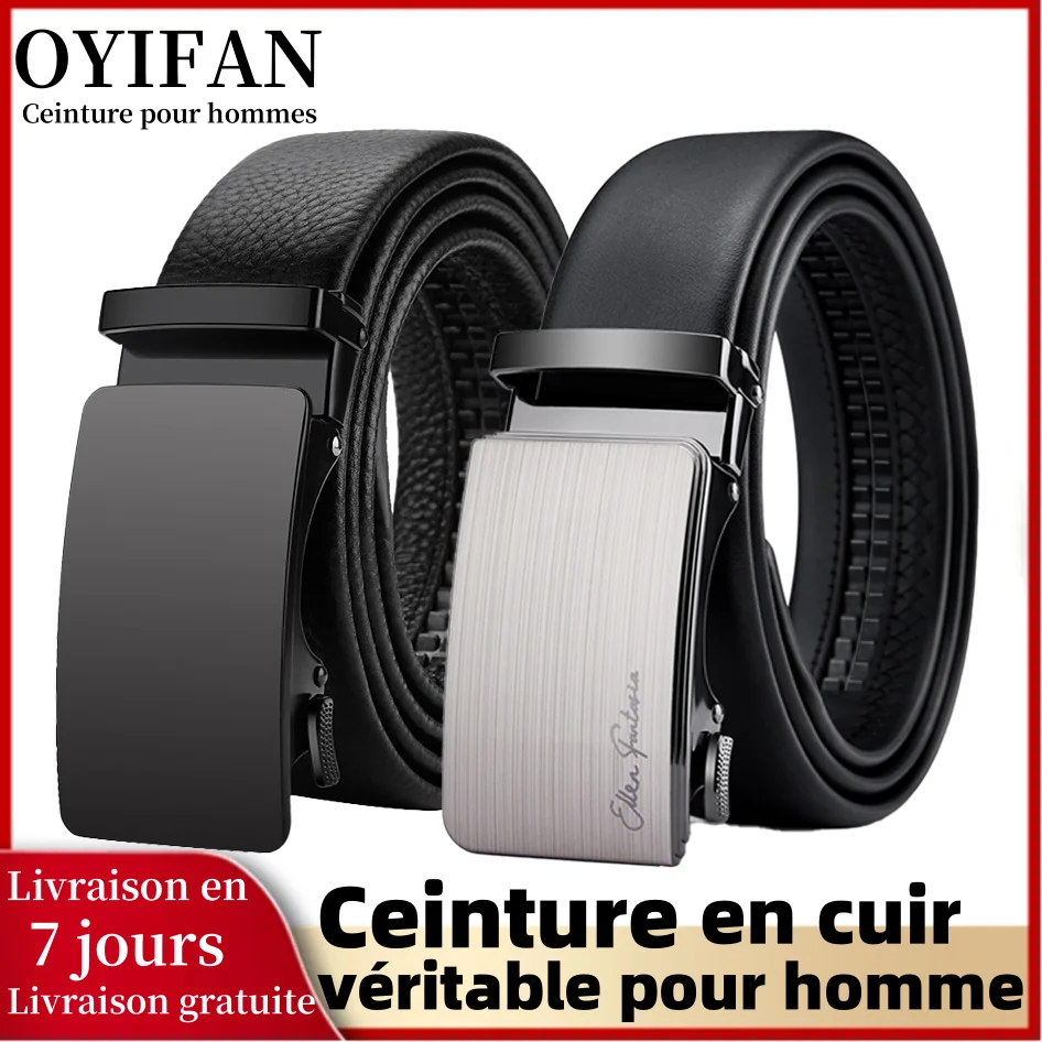 OYIFAN hommes ceinture en cuir véritable ceinture pour hommes alliage boucle cliquet ceintures hommes concepteur ceinture automatique ceintures 