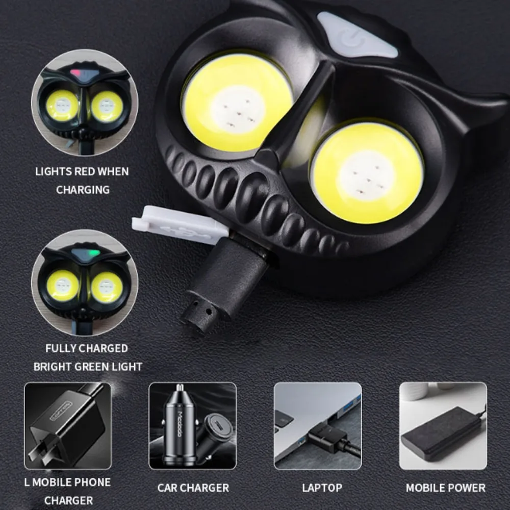 Eule Cob Scheinwerfer Typ-c Wiederaufladbare Scheinwerfer Tragbare Rotierenden Jagd Lichter USB Magnet Led Kopf Taschenlampe Angeln Kopf Lampe