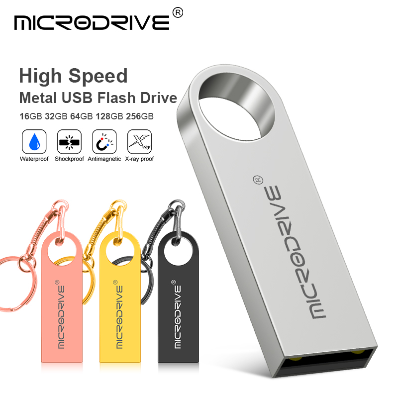Metal USB 2.0 Flash Drive Pendrive 16GB 32GB 64GB Memory Stick U Disk 128GB Chaveiro Presente