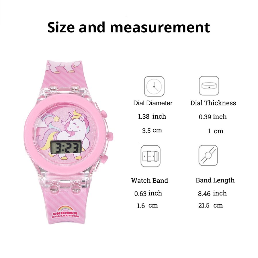 Relojes bonitos de unicornio para niños, colección de relojes para niños, Flash electrónico Digital que brilla en la luz, reloj LED colorido para niñas, cumpleaños