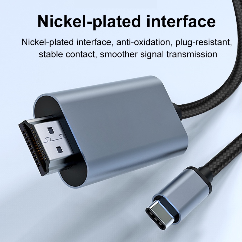 Kabel adaptor USB C 3.1 ke HDMI 4K, kabel adaptor USB C ke HDMI untuk MacBook Samsung Galaxy S9/S8/Note 9 Huawei USB-C HDMI