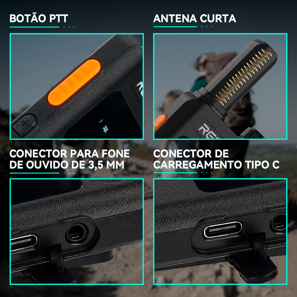 Retevis B63S (3a geração RT622) Walkie Talkie 2 Pack com tela LCD Walkie-talkie ultrafino sem licença tipo C para acampamento e caminhada