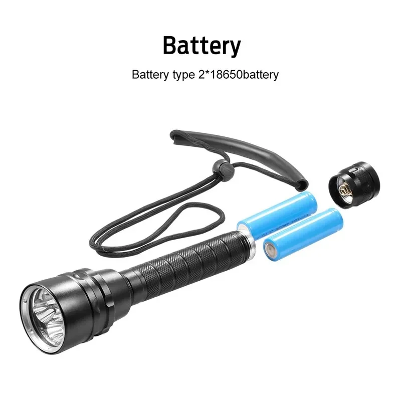 Potente linterna de buceo LED Super 8000LM 3/5LED antorcha subacuática profesional IP8 lámpara de clasificación impermeable usando batería 18650