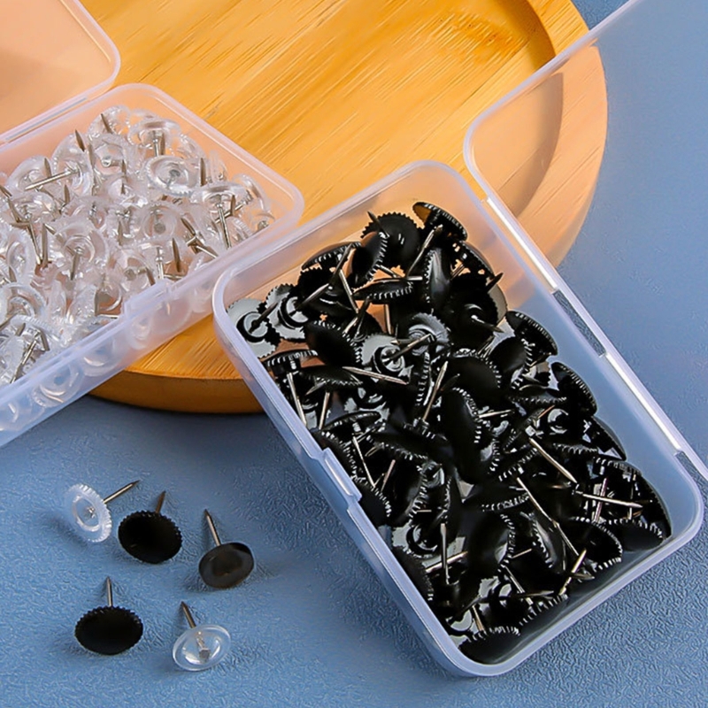 50/100Pieces Gear-shape Push Pins Flat Head Map Pins Clear Pushpins for Cork Board, Clear Sewing Pins for Fabric Sewing