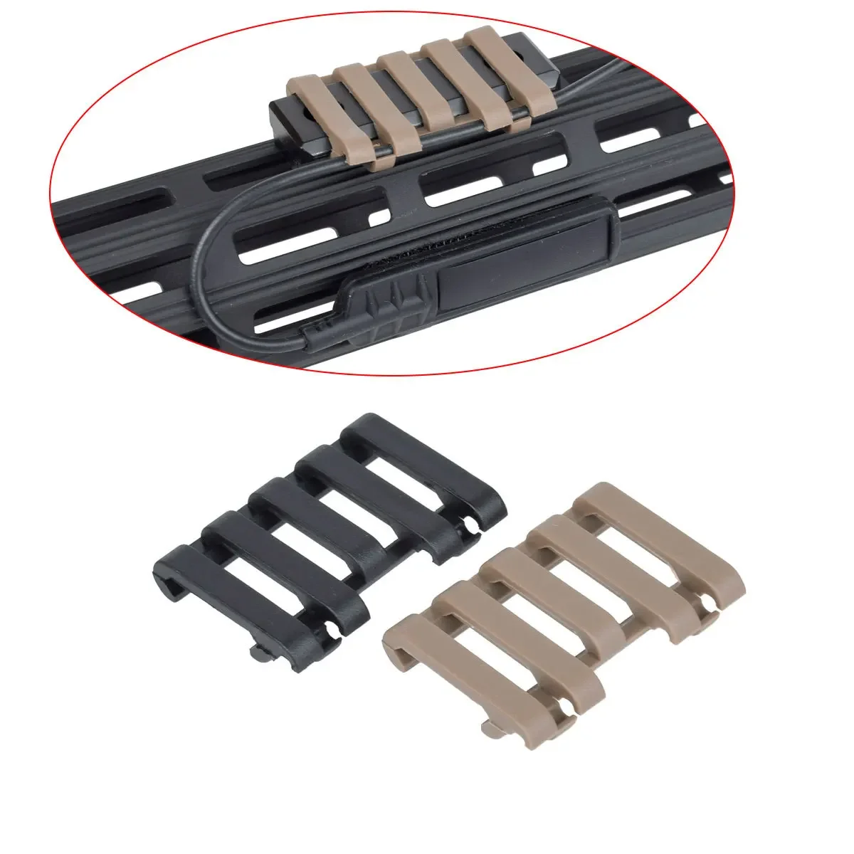 5 Steckplätze 20 mm Picatinny-Schienenabdeckung PEQ DBAL M300 M600 Taschenlampe Druckschalterhalter Waffenlichtzubehör