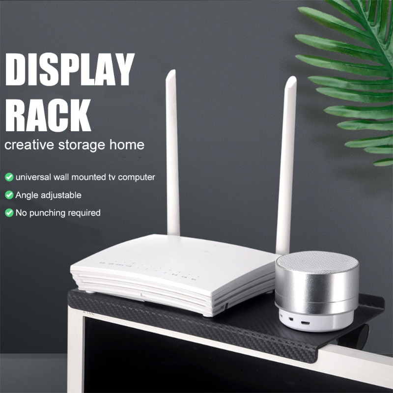 Verstellbares Lagerregal oben am TV-Bildschirm, Computer-Desktop-Monitorständer, TV-Router-Aufbewahrungsregal, Home Manager