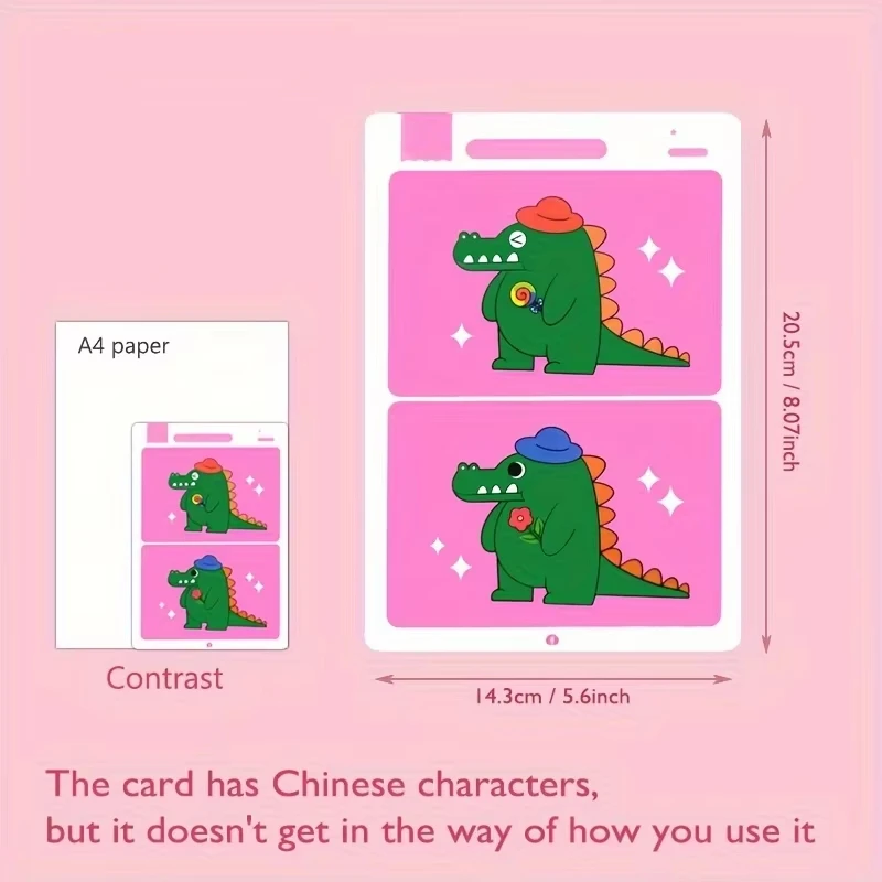 Encuentra diferencias Juego de cartas Rompecabezas educativo de dibujos animados reutilizable para niños Tres niveles de dificultad para entrenamiento de atención de enfoque