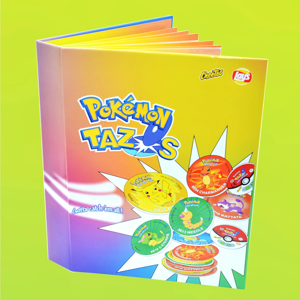 100/160 Stück Pokemon Tazos 1/2 Generation Strokes Box 3D Runde quadratische Sammelkarten Album Trainer Pogs Cheetos Chipitaps