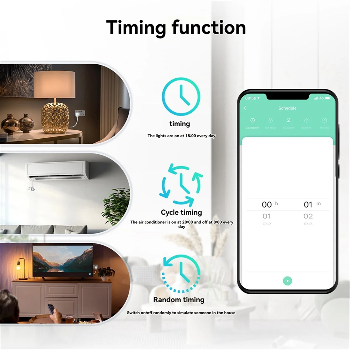 BABQ-enchufe de pared inteligente Tuya, salida UK, Interruptor táctil 13A, puertos de carga USB tipo C, WiFi, monitoreo remoto de energía para Alexa