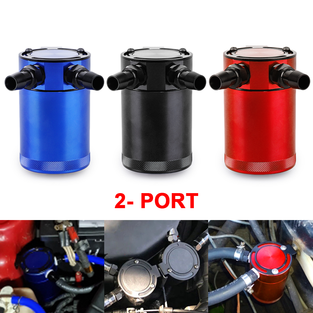 Bote de captura de aceite Universal de 300ml, depósito de aluminio de 2 puertos con deflector compacto, tanque de captura de aceite, tanque de combustible, hervidor transpirable de dos orificios