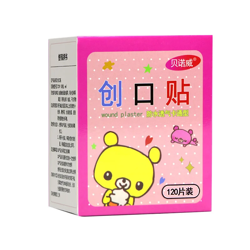 120 teile/los Cartoon Nette Gemusterte Atmungsaktive Wasserdichte Klebe Bandagen Gebogene Pflaster Patch Wunde Dressing Für Kinder