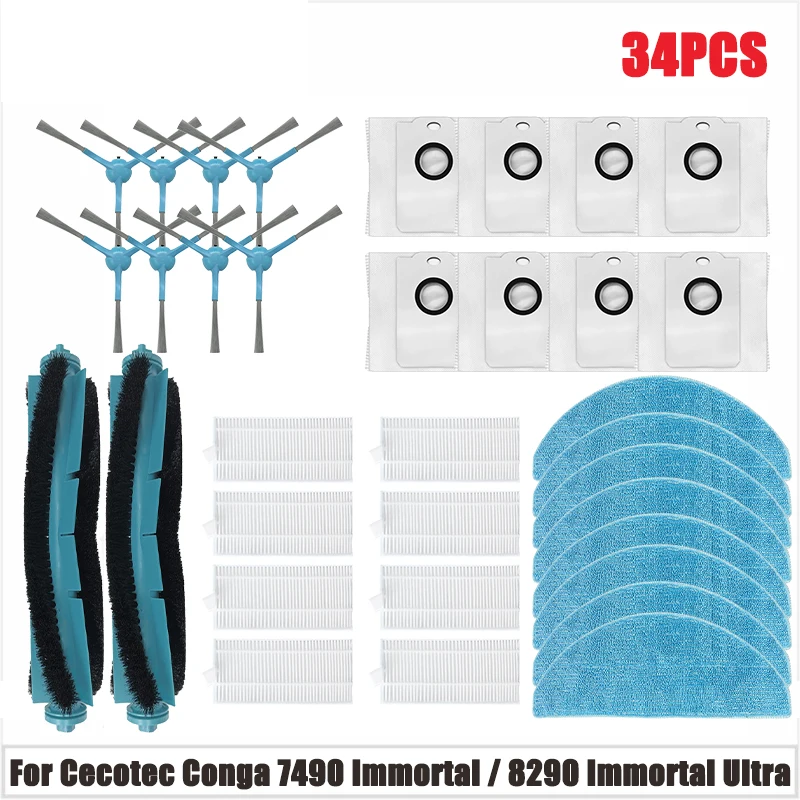 Para Cecotec Conga 7490 Immortal / 8290 Immortal / Kabum Smart 900 repuestos de aspiradora cepillo fregona filtro parte Accesorios