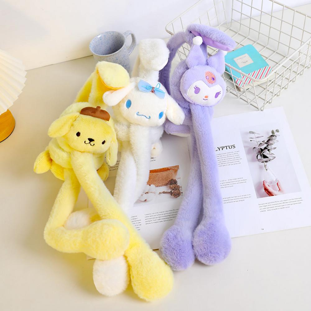 Sanrios Kawaii Cinnamoroll orejeras de felpa orejas mover Anime Kuromi Melody invierno espesar cálido suave lindo chica estudiante Festival regalo