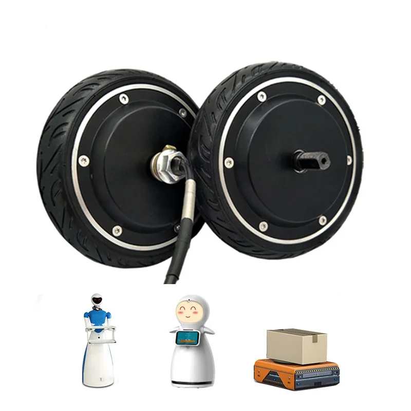 6.5inch 24V 250w Low Speed High Torque 200RPM 6.5 N.m 150kg AGV Load Gearless Hub Servo Motor With CE Approval
