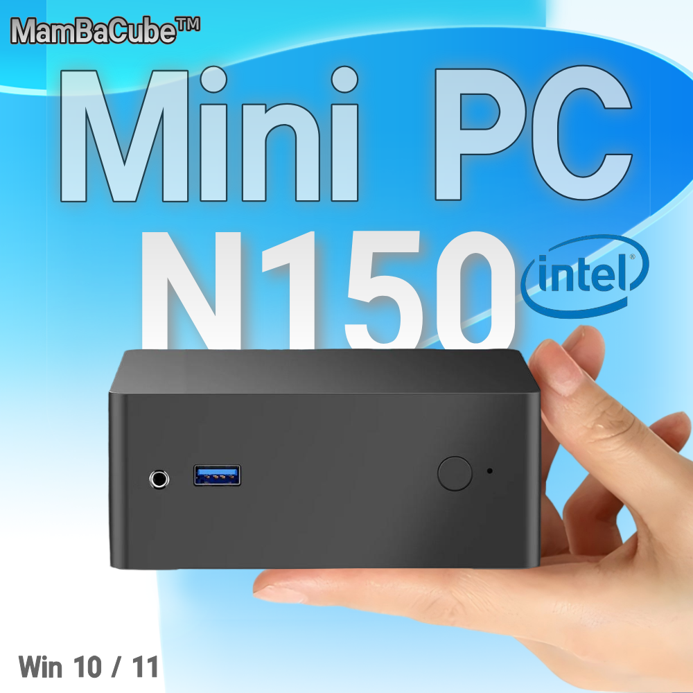MamBaCube N9E Mini PC Intel N150 Win11 Pro 8GB 16GB DDR4 256GB 512GB SSD WiFi 5 portátil compacto ordenador de escritorio para el hogar y la Oficina