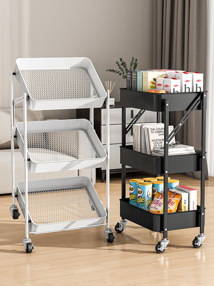 Foldable storage rack Small cart storage rack Multi story floor storage rack Kitchen snack rack Toilet mobile storage rack