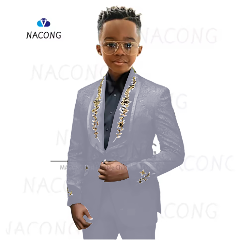 Boys Suit Classic Jacquard Embroidered Tuxedo For 2-16 Years Old For Weddings And Celebrations