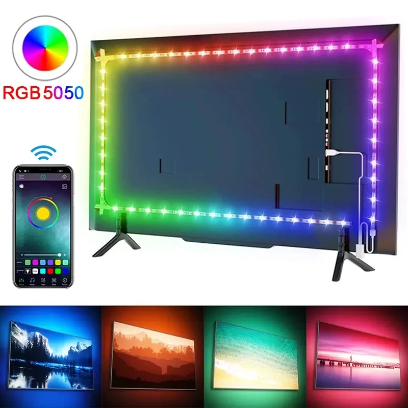 Led USB Strip Light cambia colore 5050 RGB LED luci flessibili Bluetooth per bambini Gaming Room Home Party TV retroilluminazione
