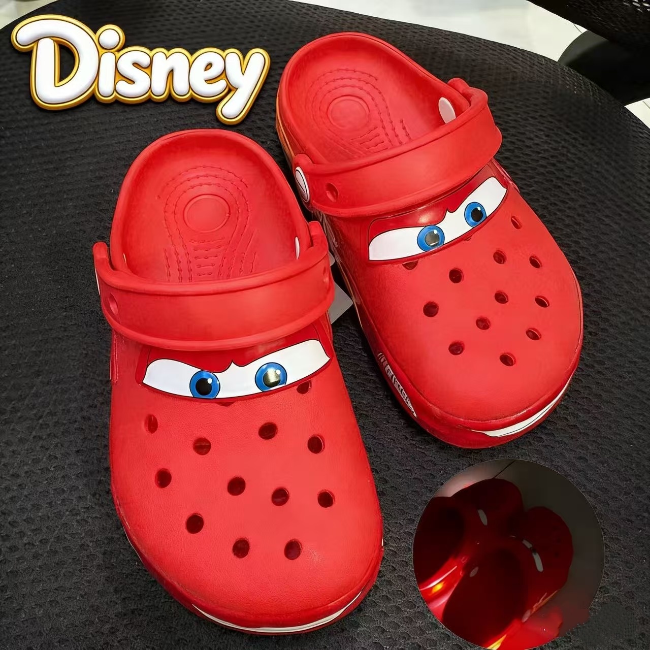 Disney Pixar Lightninged Mcqueens Cartoon Solid Waterproof Slippers Fit Children Outdoor Sandals Breathable EVA Shoes Xmas Gift