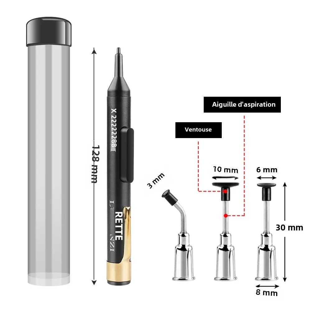 LUXIANZI Kit de stylo d'aspiration sous vide avec 3 pincettes IC SMD, outil de ramassage, pompe à ventouse, dessoudage à souder ​ Stylos à sucer