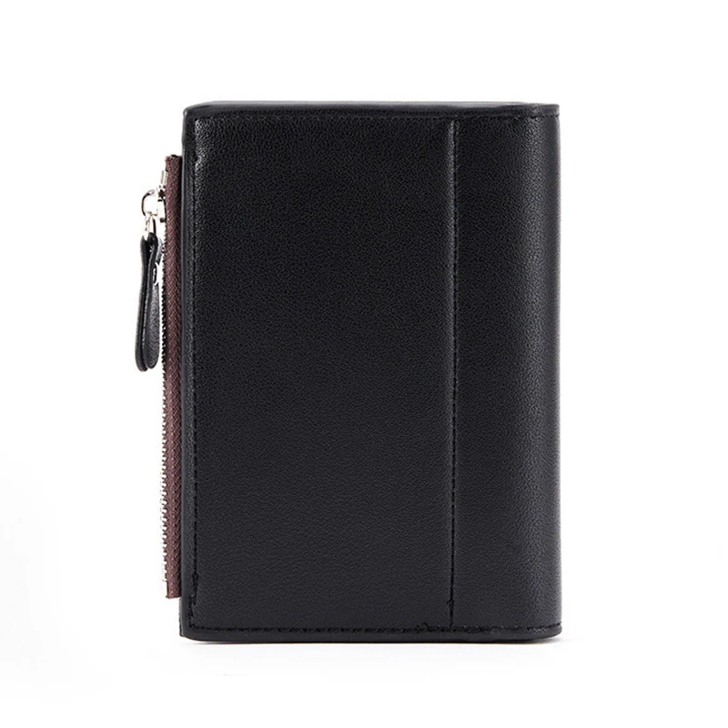 Cartera corta de cuero PU para hombre, monedero negro para café, tarjeteros con cremallera, billetera para hombre, monedero, carteira masculina
