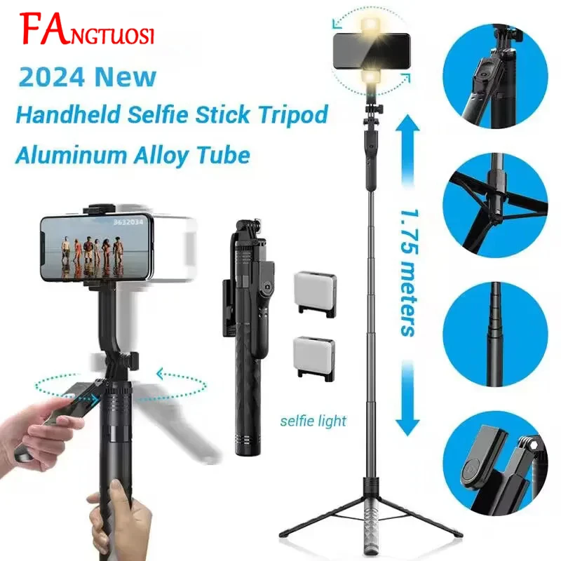 FANGTUOSI 2024 nuevo trípode/palo Selfie inalámbrico soporte plegable para cámaras de acción Gopro teléfonos inteligentes equilibrio disparo constante en vivo