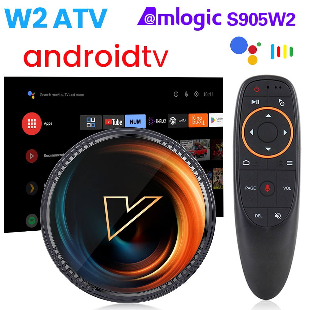 W2 ATV TV Box Android 11 Amlogic S905W2 Suporte 4K AV1 2.4 e 5G Wifi BT com Google Voice 2G16G 4G32G 64G Smart TV Box