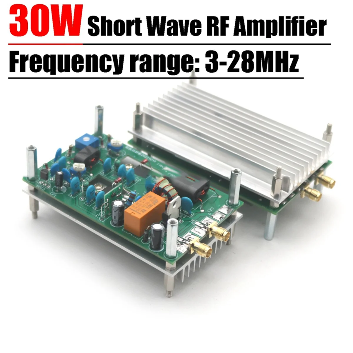 AA91 30W Kurzwellenverstärkerplatine 3-28MHz CW SSB Linearer HF-Leistungsverstärker HF-Radio HAM Kurzwellenstation 7M 13,56M RFID