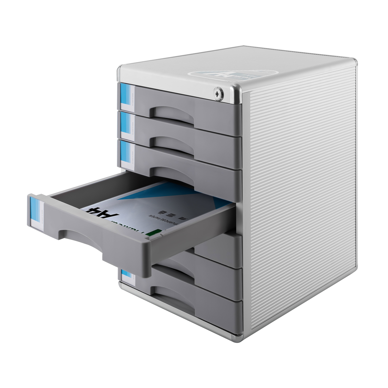 Office Desktop Filing Cabinet 7 Drawers Aluminum Alloy File Cabinet with Lock