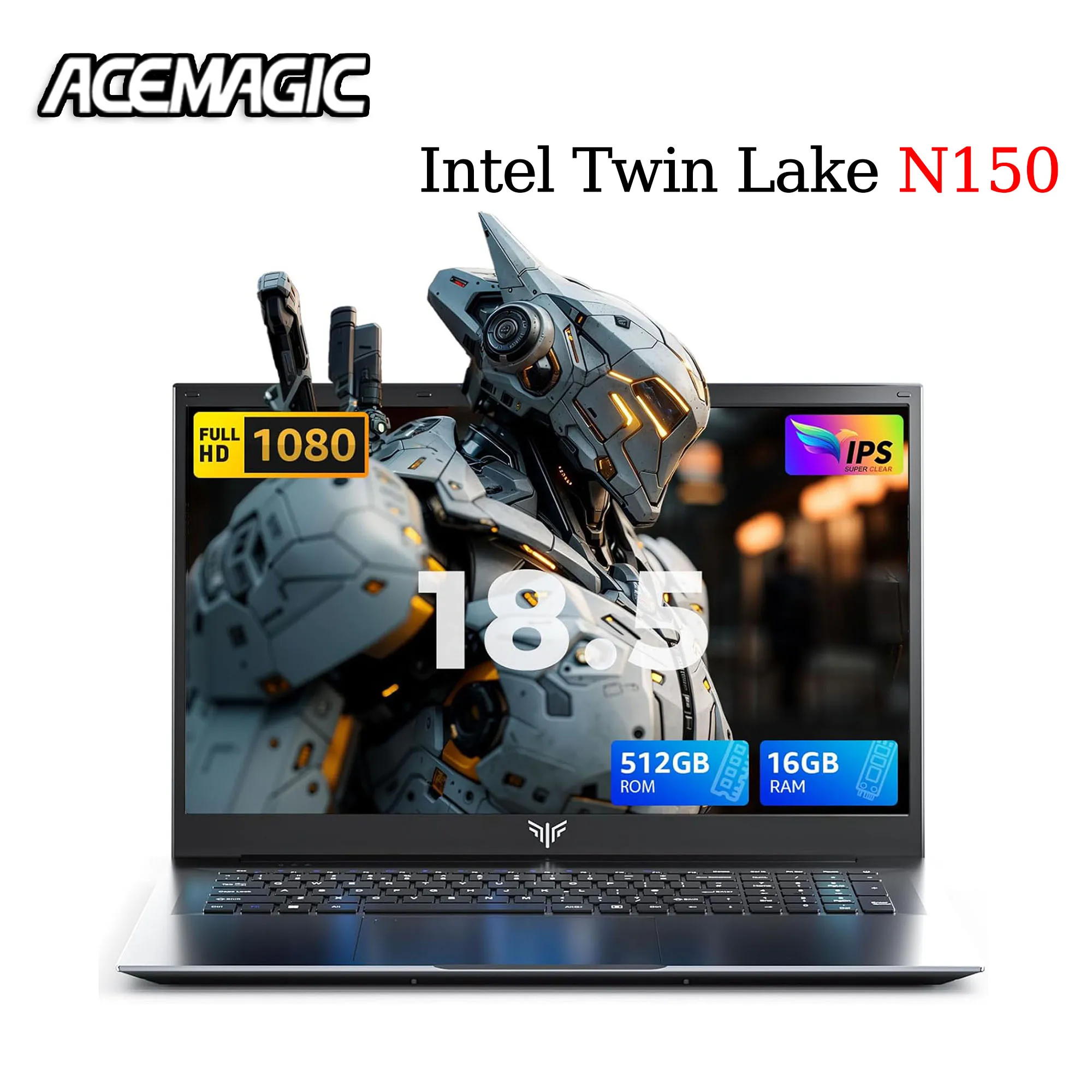 ACEMAGIC 18,5-Zoll-Laptop-Computer Windows 11 PRO 8000 mAh Akku Intel N150 Quad-Core-Prozessor 16 GB DDR4 RAM 512 GB SSD Wifi5