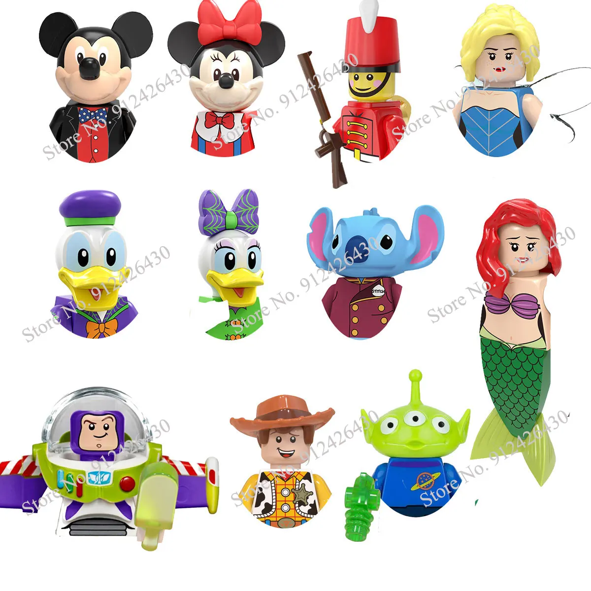 Disney Mini Đồ Chơi Hành Động Nhân Vật Khối Xây Dựng Hoạt Hình Câu Chuyện Đồ Chơi Chuột Mickey Winnie The Pooh Frozen Nữ Thời Trang Vịt Donald Gạch
