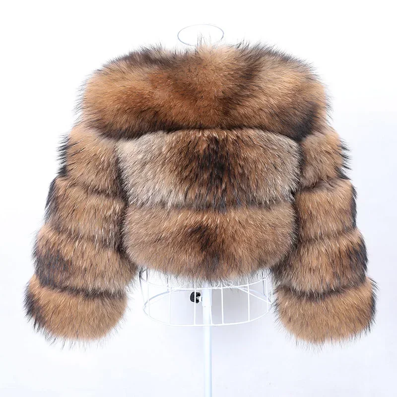 2025Maomaokong Echt Pelzmantel Frauen Natürliche Waschbären Pelz Jacke Weibliche Winter Warme Fuchs Pelzmantel Hohe Qualität Langarm Mit hut
