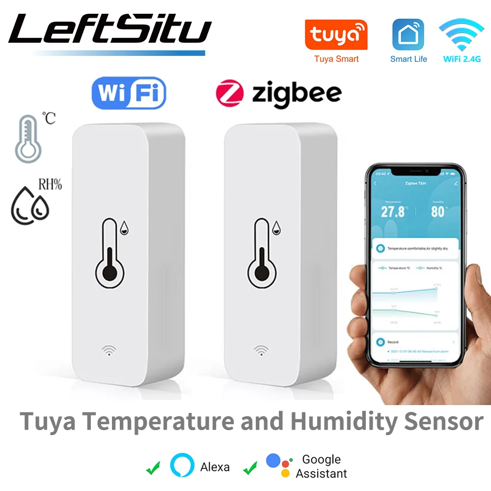 Умный Wi-Fi термометр, измеритель влажности, совместимый с Tuya, контроллер мониторинга комнаты, работающий с Alexa Google Home