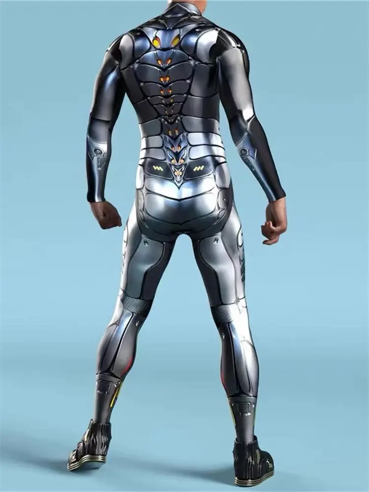 Novo Traje de Performance para Bar, Roupa Justa Masculina para Festas, Robô COS, Material de Poliéster com Sensação Futurista