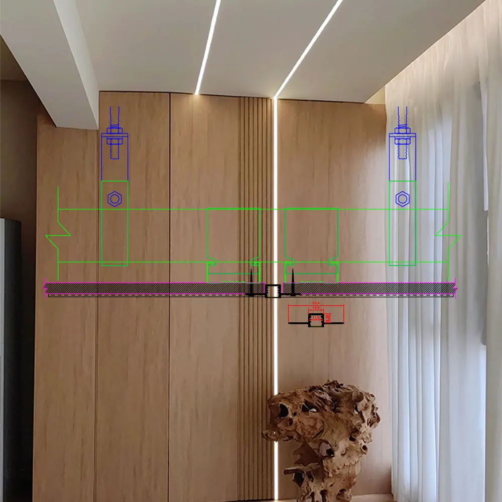 15x9mm (1PCS) 0.5M LED Aluminum Channel Profile for LED Strip Light with Embedded Installation