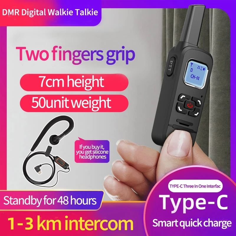 Walkie Talkie Digital, Mini DMR, Compatible con 100%, Radio Digital, Transferencia de Frecuencia Única, Nuevo