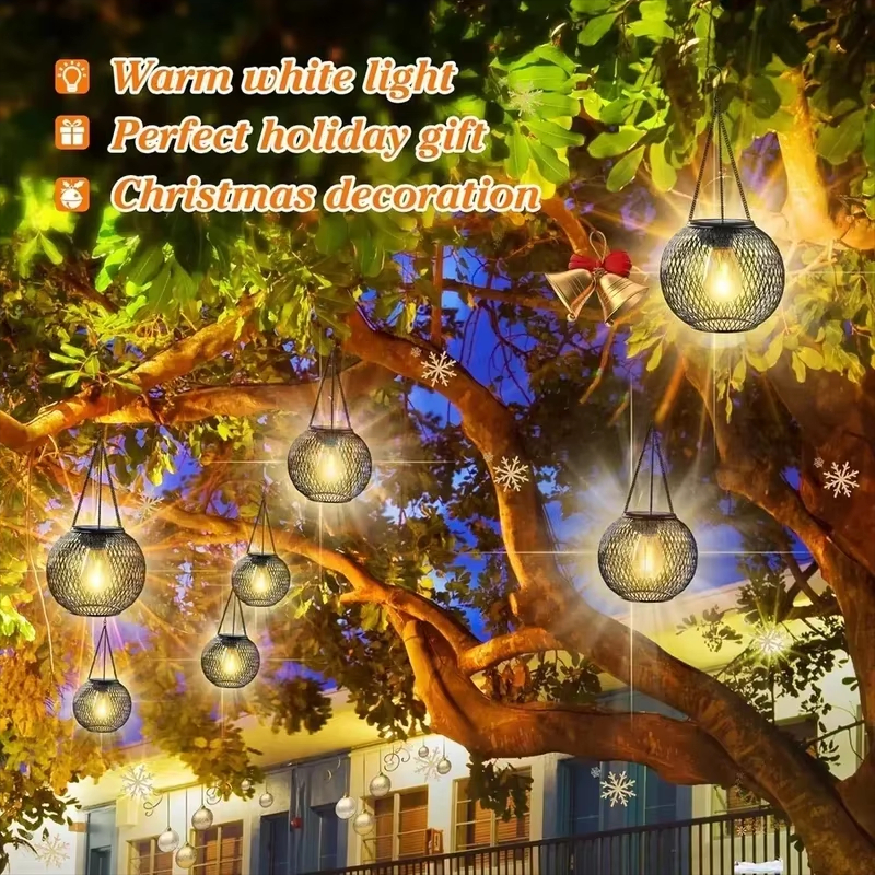 Linterna solar para exteriores, luces solares para exteriores, luces colgantes decorativas para exteriores, linternas solares impermeables, lámpara de jardín para patio