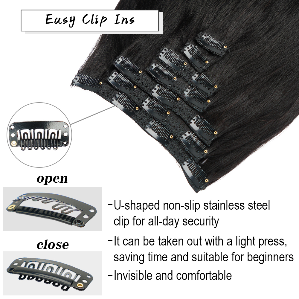 Doreen 160G 200G 240G série de Volume Machine brésilienne Remy pince droite dans les Extensions de cheveux humains pleine tête 10 pièces 16 à 24 pouces