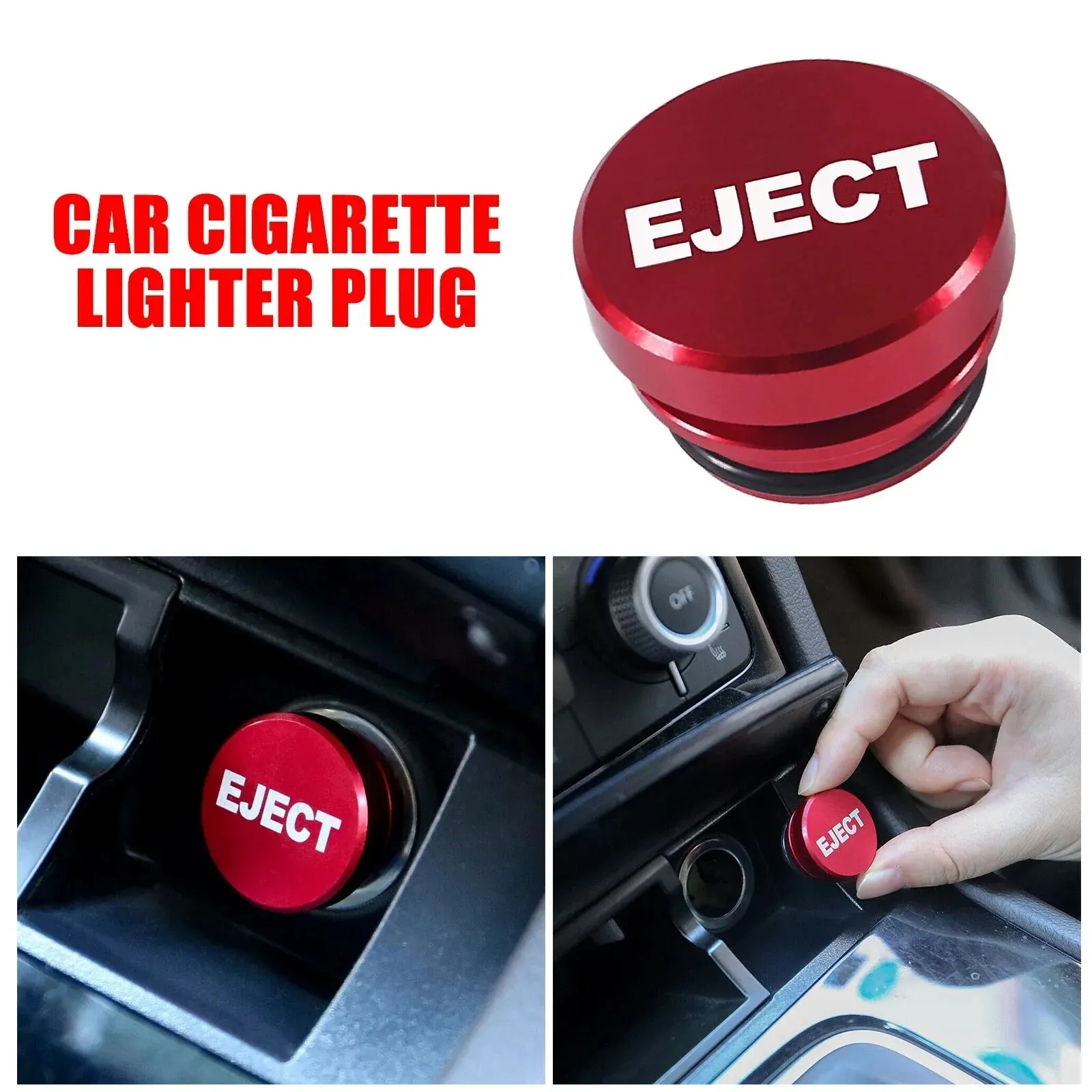 Cubierta Universal para encendedor de cigarrillos de coche, botón de expulsión negro y rojo, accesorios para Interior de coche, cubierta antipolvo de Metal, 1 ud.