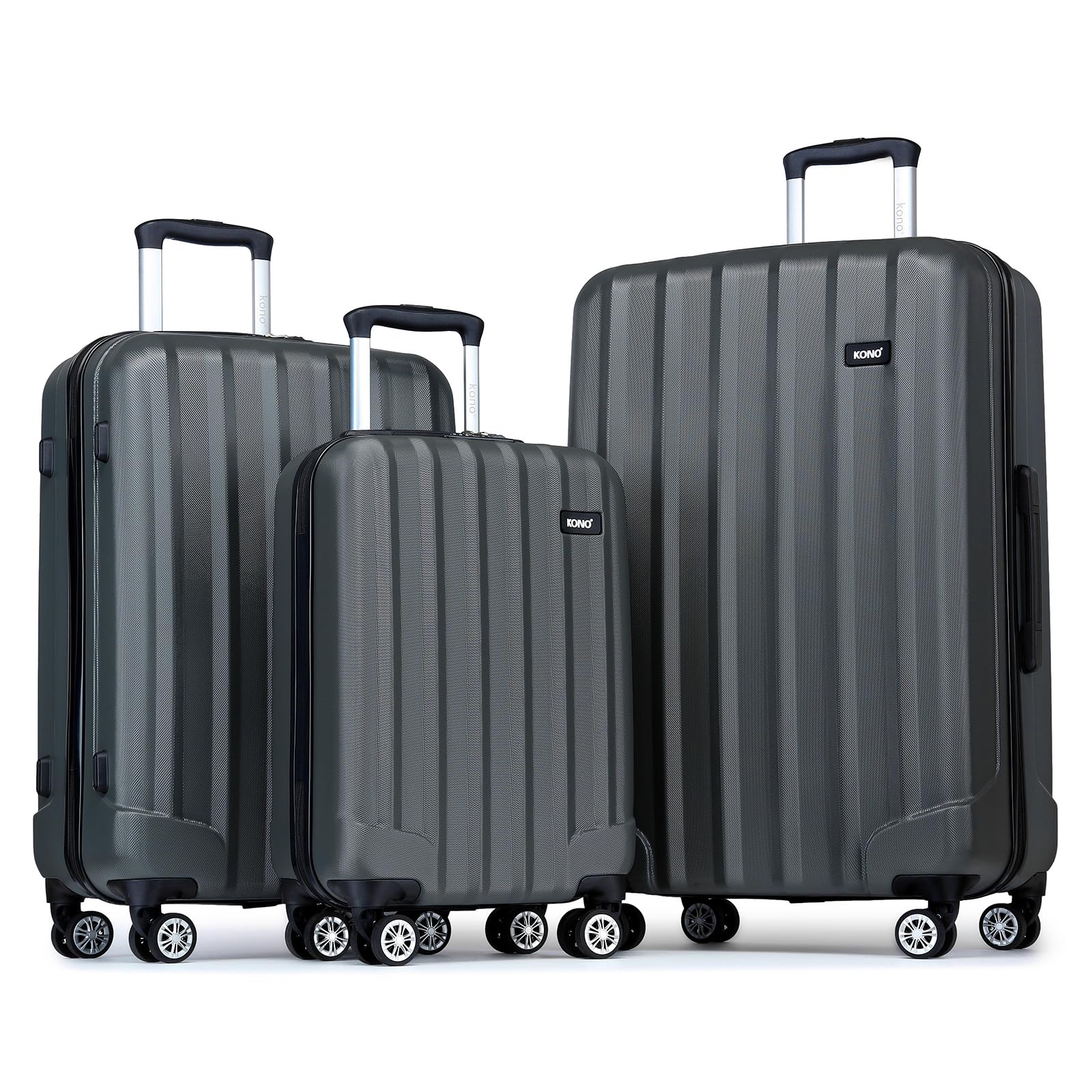 Kono-maleta rígida ligera de ABS, maleta con 4 rollos y cerradura de combinación, tamaño de equipaje de mano (3 tamaños disponibles)