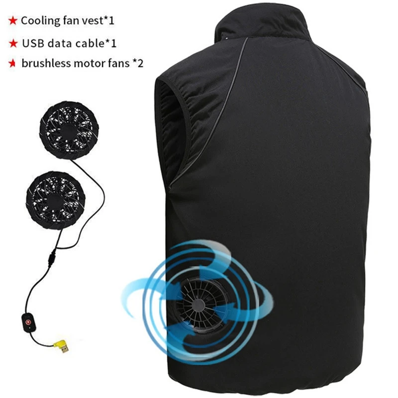 Homens verão ar condicionado roupas ventilador colete de refrigeração 2022 novo carregamento usb refrigeração esporte homem ao ar livre casaco cor sólida mais tamanho