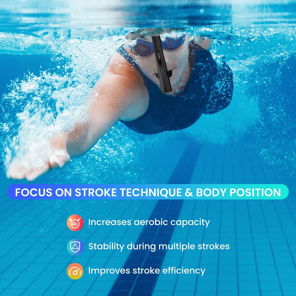 Snorkel de nadador de montagem central original para natação de colo e treinamento de natação bocal de silicone válvula de purga unidirecional