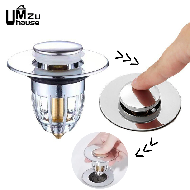 Universal Bathtub Filter Drain Hair Catcher Bathroom Sink Stopper Washbasin Strainer Anti Clog Pop Up Drainer Plating Brass Plug