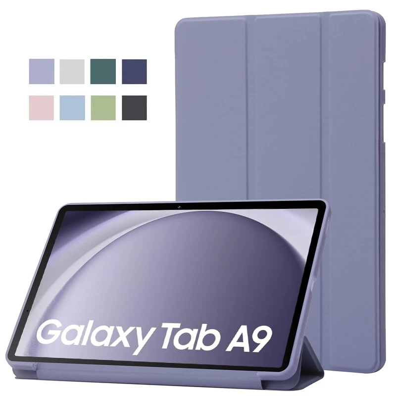 Чехол для Samsung Tab A9 8,7 дюйма, тройной слож из искусственной кожи, мягкая задняя подставка для планшета, чехол для Galaxy Tab A9 8,7 дюйма, SM X110 X115, чехол Funda