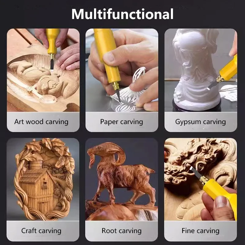 40W USB Cordless Electric Carving Knife Tool Woodworking Root Sculpture Carpenter Chisel Wood Lithium Electric Chisel Set