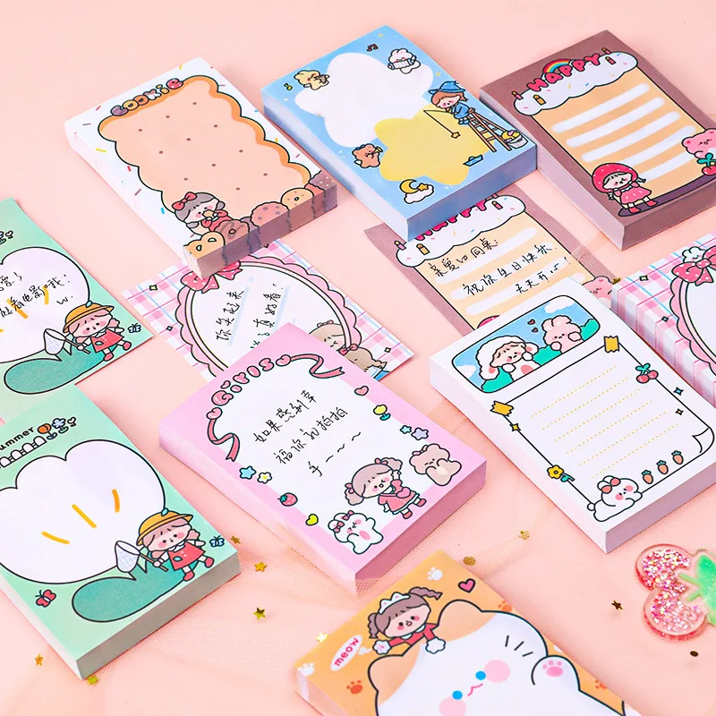 Mr.Paper 8style 80pcs/Book Cartoon Girl Sticky Notes Memo Pad For Students' Notes High Quality