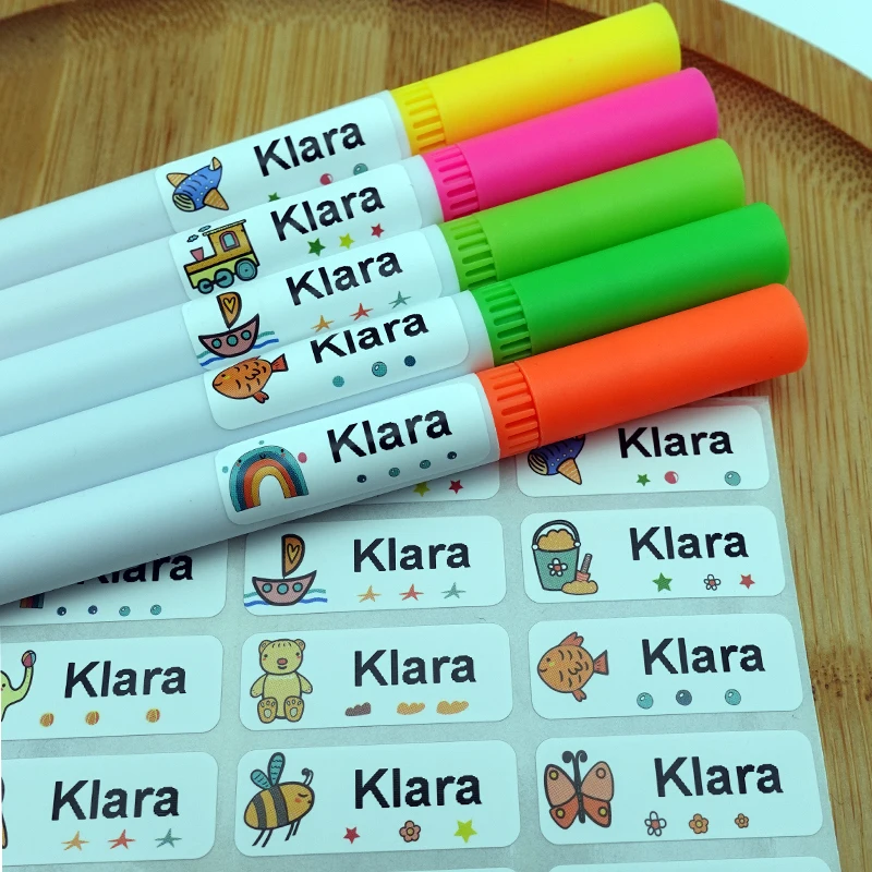 120 Uds etiquetas adhesivas con nombre pegatinas personalizadas etiquetas personalizadas impermeables papelería escolar para niños Oficina variedad de agua