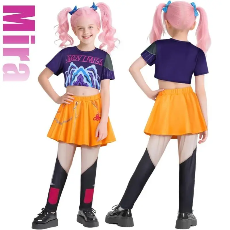 子供悪魔衣装 K-POP ミラルミーゾーイハンターズコスプレ衣装女の子用ハロウィンステージパターンロールプレイ服